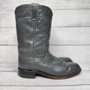 Justin 1879 Style L 3056 Western Boots Women‎ Size 6.5C Grey Leather Almond Toe